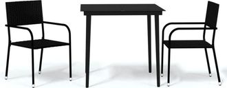 vidaXL Juego De Comedor Para Jard&iacute;n 3 Piezas Negro Vidaxl
