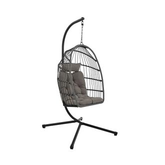 DRAWER Sill&oacute;n colgante de jard&iacute;n de cuerda y metal - Gris antracita