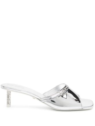 GCDS 60mm mirrored leather sandals - Silver
