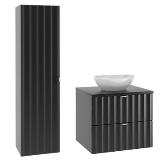 Petits Meubles Set de muebles con lavabo y columna estratificado Negro