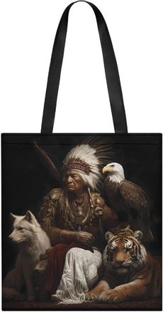 Generic Native US Indian Chief Animals Tote Bag for Women Men Shoulder Bags Purses Pouch Handbags