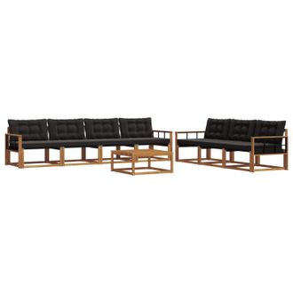 vidaXL Conjunto De Sof&aacute;s De Exterior Con Coj&iacute;n 8 Pcs Natural Y Negro Vidaxl