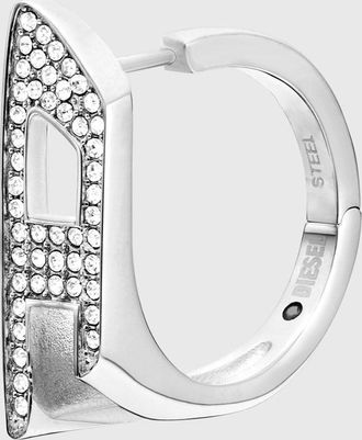 Diesel Stainless steel glitz hoop earring - Earrings - Unisex - Silver