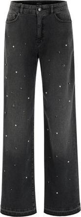 Marc Cain Ruma Wide Jeans - Dames - Loose Fit Jeans - Zwart - 2XL - Katoen - Jeans