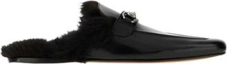 Gucci Mokkasins met paardenbit en schapenvacht - Heren - Slip ons - Zwart - 42 EU - Leer - Schoenen