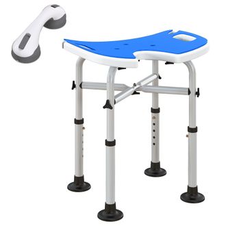 HOMCOM Aluminium Shower Stool for Elderly Disabled Non-Slip Bath Stool Blue | TJ Hughes