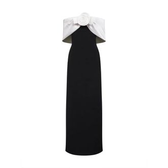 Self Portrait Gowns, female, Black, Size: XS Crepe Flower Maxi Dress