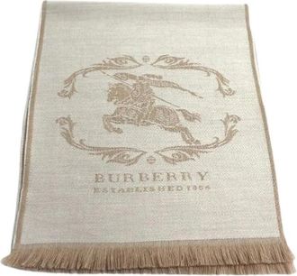Burberry Pre-owned Scarves, male, Beige, Size: ONE SIZE Pre-owned Wool Scarf