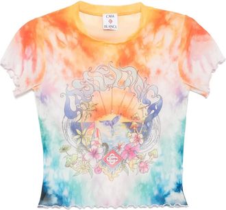 Casablanca T-shirt in rete con stampa - Blu