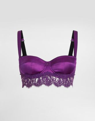 Dolce & Gabbana Lace And Satin Bra - Woman Underwear Multicolor 1b
