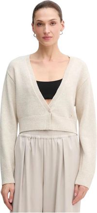 Oui V-hals Gebreid - Dames - V-hals truien - Beige - M - Wol - Truien & Vesten