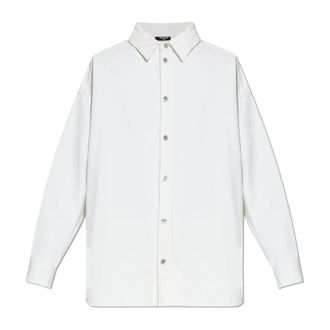 Balmain Wit Denim Shirt - Heren - Spijkeroverhemden - Wit - 2XL - Denim - Overhemden