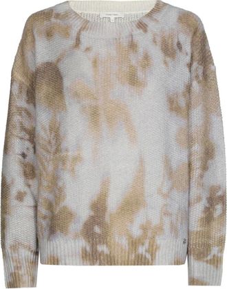 Marie Méro Truien & Vesten, Dames, Veelkleurig, 4Xl, Taupe & Lichtblauw Ronde-hals Sweater