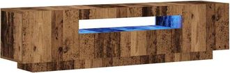 Berkfield Home TV Cabinet with LED Lights Old Wood 160x35x40 cm Engineered Wood in Brown | Size: 160 x 35 x 40 cm