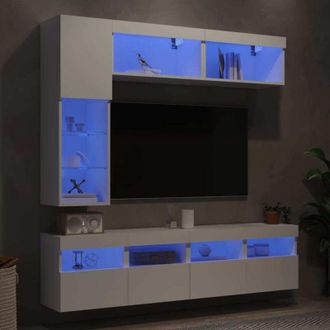 vidaXL Vidaxl - Set Mobili tv a Muro 7 pz con Luci led Bianco