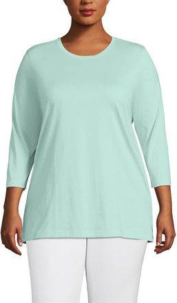 Lands End 3/4 Sleeve Cotton Supima Tunic in Pale Sky at Nordstrom, Size 3X
