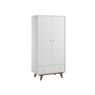 Vox Armoire 2 Portes 1 Tiroir Vox Mid - Blanc Et Bois