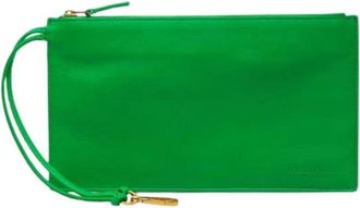 Bottega Veneta Pre-owned Leren Pouch - Dames - Vintage Clutch - Groen - ONE Size - Leer - Vintage