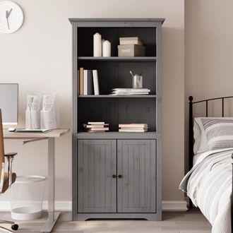vidaXL Vidaxl - Librer&iacute;a Bodo Madera Maciza De Pino Gris 82x40x173 Cm