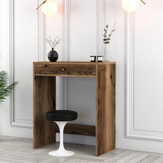 Dmora Toeletta Carde, Tocador Con Espejo Incluido, Un Caj&oacute;n, Tablero De Madera Nobilitada, 70x85x40h Cm Marr&oacute;n Nogal