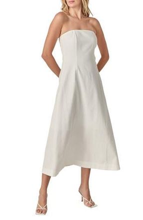 endless rose Strapless Linen Dress in White at Nordstrom Rack, Size Medium