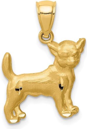 Diamond2Deal 14k Yellow Gold Satin Diamond-cut Chihuahua Dog Pendant