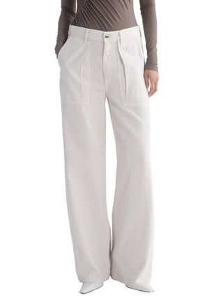 A Gold E Low Curve Low Rise Wide Leg Utility Pants in Bone Lt Off Wht at Nordstrom, Size 27