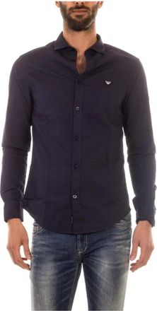 Armani Jeans Casual Katoenen Overhemd - Heren - Casual Overhemden - Blauw - S - Katoen - Overhemden