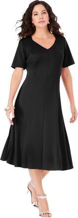 Roaman's Ponte Flared Dress in Black at Nordstrom, Size 32