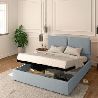 Baldiflex Baldiflex - Letto Contenitore Matrimoniale 160x190 Licia in Ecopelle con Rete a Doghe colore Grigio chiaro Silver