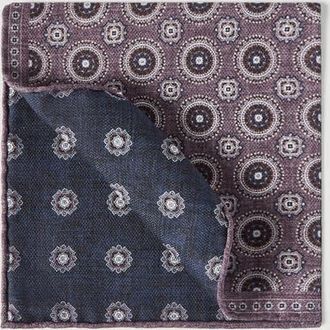Brunello Cucinelli Silk pocket square with medallion design in Blueberry at Nordstrom