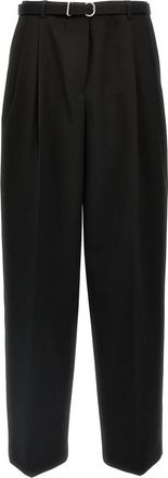 Jil Sander Wollen Getailleerde Broek - Dames - Straight fit broeken - Zwart - S - Wol - Broeken