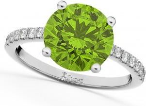 Allurez Peridot & Diamond Engagement Ring 18K White Gold 2.21ct