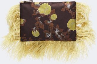 La DoubleJ Clutch Devon in jacquard con piume