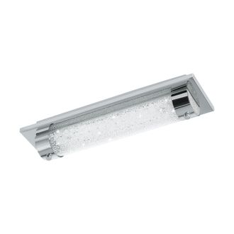 Loops Wall Flush Ceiling Light Colour Chrome Shade Clear Plastic Crystal Bulb LED 8W
