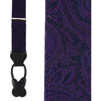 Trafalgar Store Sobee Silk Button End Suspenders in Purple at Nordstrom