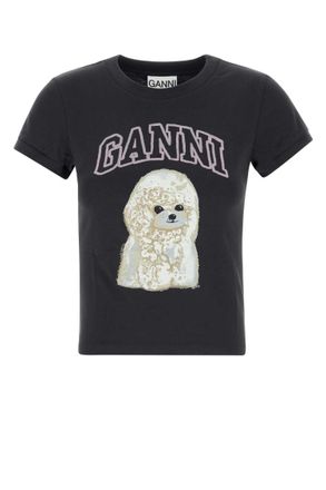 Ganni Grey Poodle Organic Cotton T-shirt