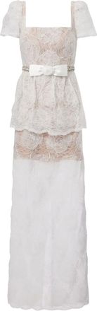 Self Portrait lace maxi dress - women - Polyester - 10 - White