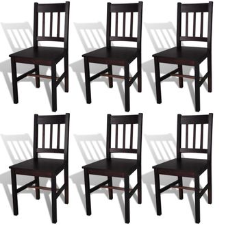 vidaXL Vidaxl - Sillas De Comedor 6 Unidades Madera De Pino Marr&oacute;n Oscuro