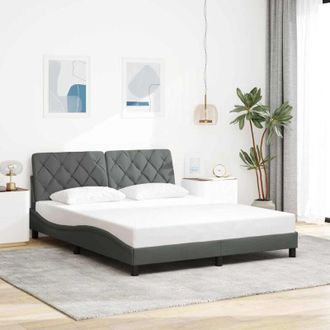 vidaXL Cama Sin Colch&oacute;n De Tela Gris Oscuro 160x200 Cm Vidaxl