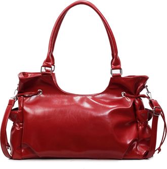 Generic PU Leather Shoulder Bag Y2K Crossbody Bag Fashion Tote Bag for Women Work (Red)