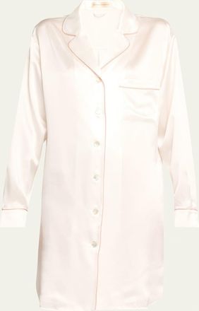 Olivia Von Halle Poppy Long-Sleeve Silk Nightshirt