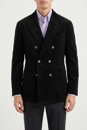 Brunello Cucinelli Black Wool Blend Double Breasted Blazer, Brand Size 46 (US Size 36)