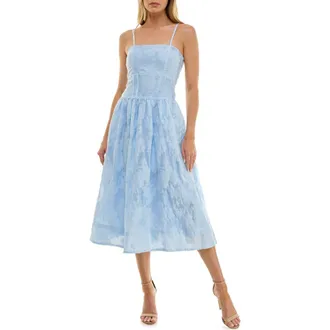 Socialite Jacquard Midi Sundress in Hazy Blue at Nordstrom Rack, Size X-Large