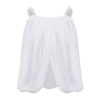 Balmain Sleeveless Tops, female, White, Size: S Asymmetric Top With Beaded Straps