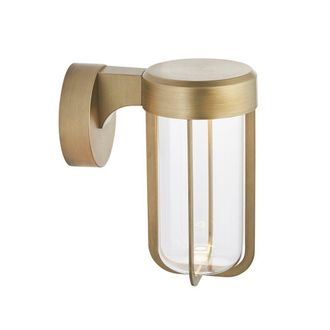 Loops Brushed Gold Outdoor Wall Light with Glass Shade - IP44 Rated - Integrated LED in Clear