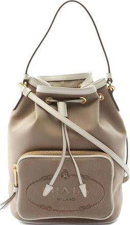 Prada 2010s drawstring leather bucket bag - Neutrals