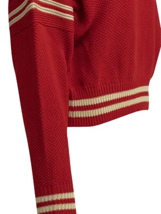 Golden Goose Striped Waffle-Knit Cotton Sweater - Red
