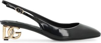 Dolce & Gabbana Womens Slingback Pumps Patent Leather Black Calf