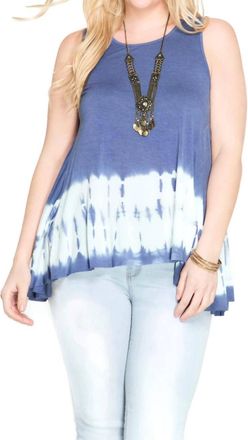 She + Sky Tie Dye Sleeveless Tank - Plus In Blue